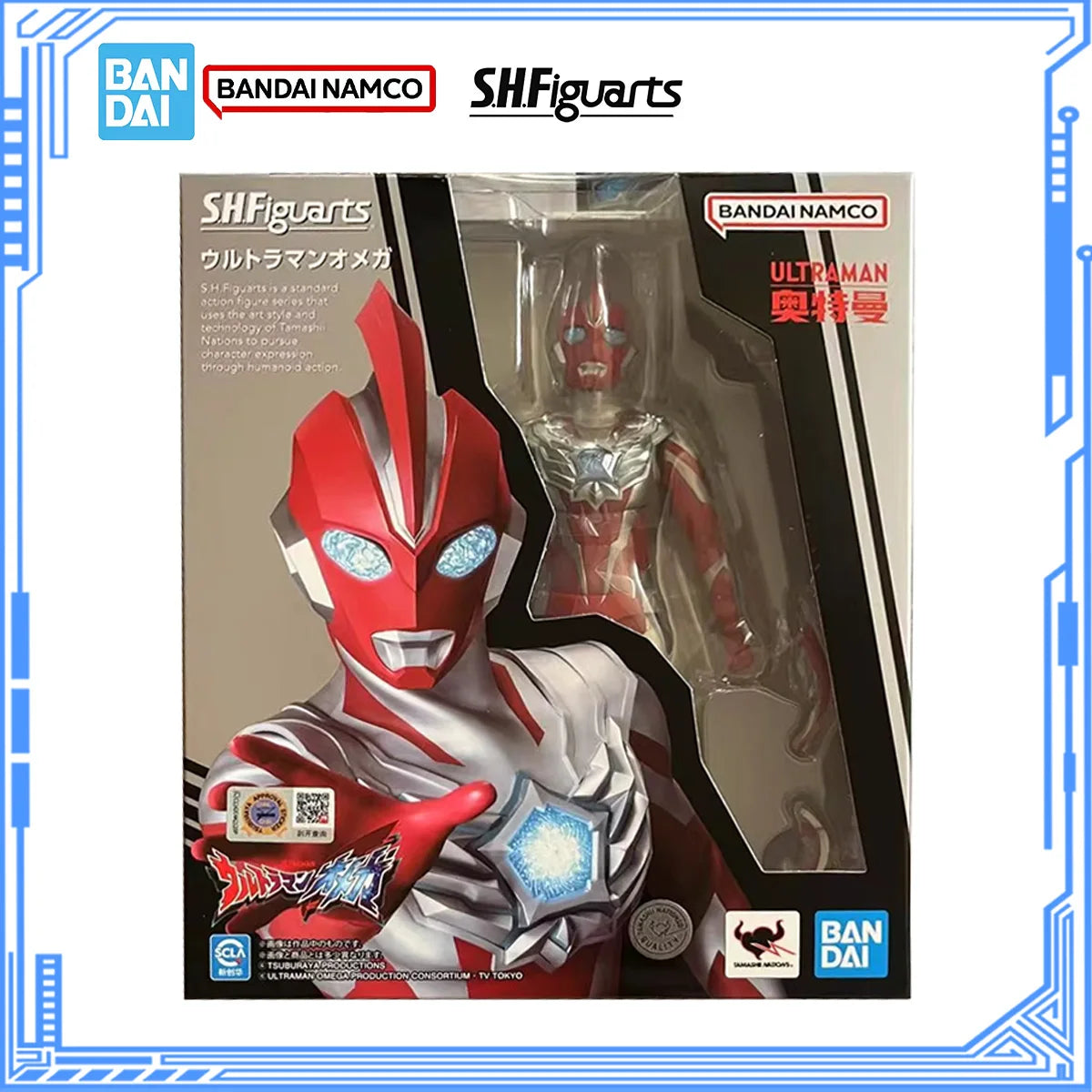 Bandai Genuine Ultraman Omega Model Kit Anime Figures SHF Ultraman Omega Action Figure Joints Movable Model for Boys Toys Gifts