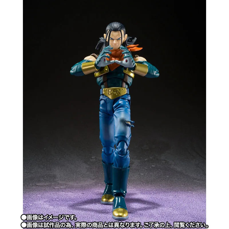Bandai Genuine Dragon Ball GT Model Kit Anime Figures SHF Super Android 17 Action Figure Collection Model for Kids Toys Gifts
