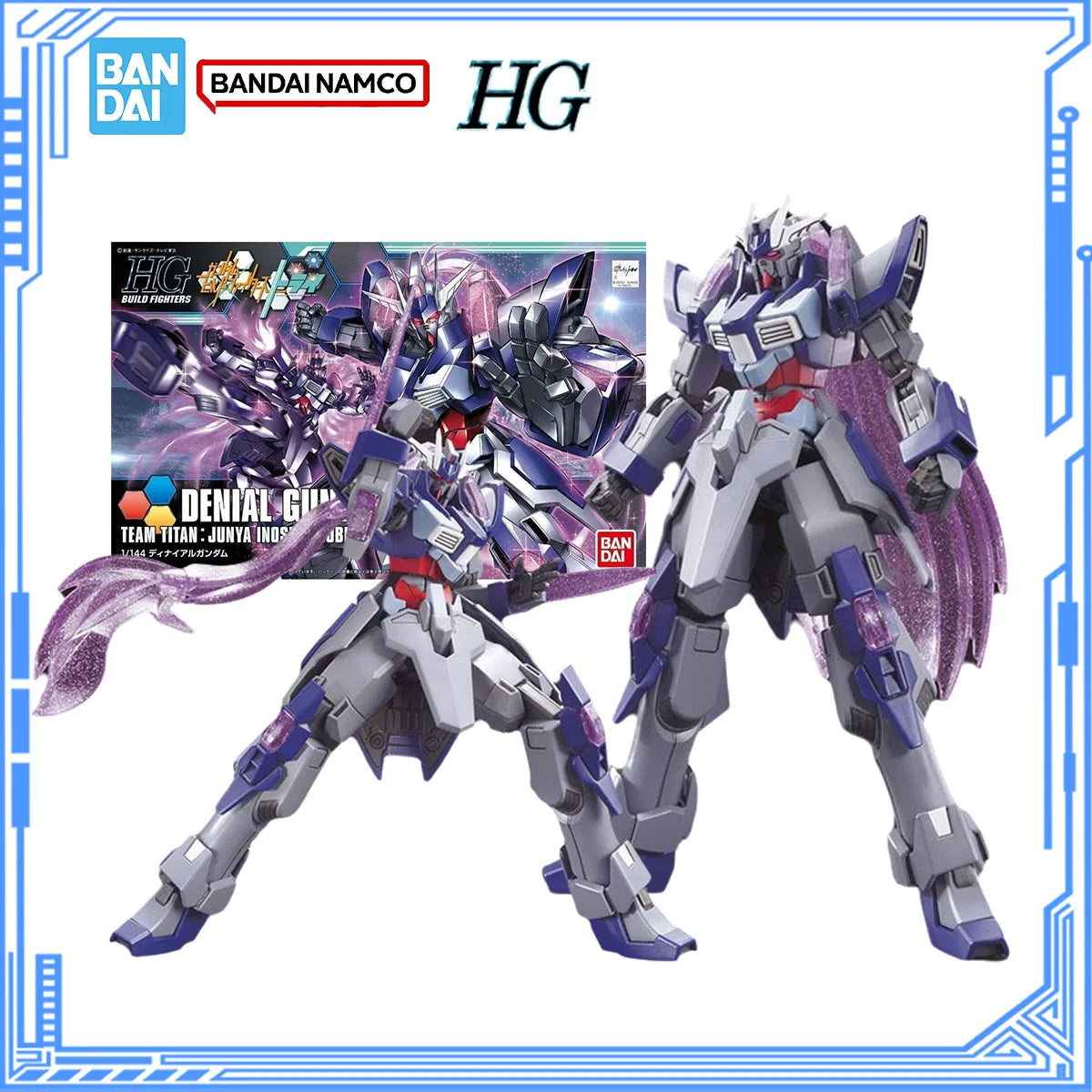 Bandai Genuine Gundam Model Kit Anime Figures HGBF 1/144 Denial Gundam Action Figure Assembly Model Boys Toys Christmas Gifts