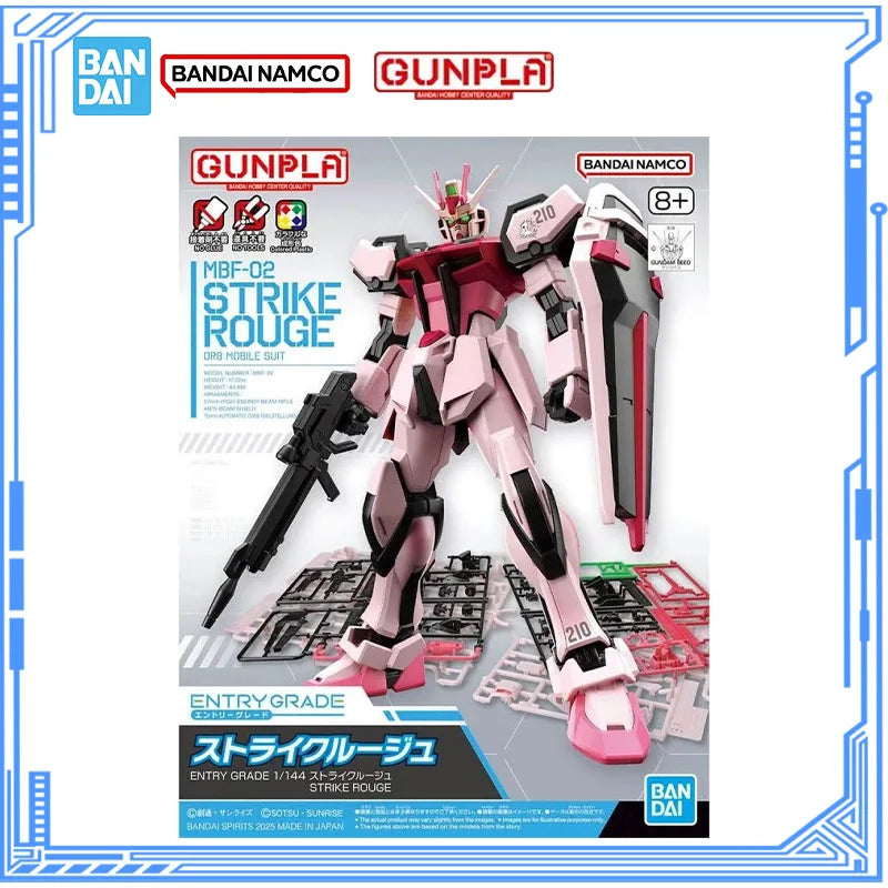 Bandai Genuine Gundam Model Kit EG 1/144 Lah Gundam Strike Rouge Strike Gundam Gunpla Action Figures Assembly Model Toys Gifts