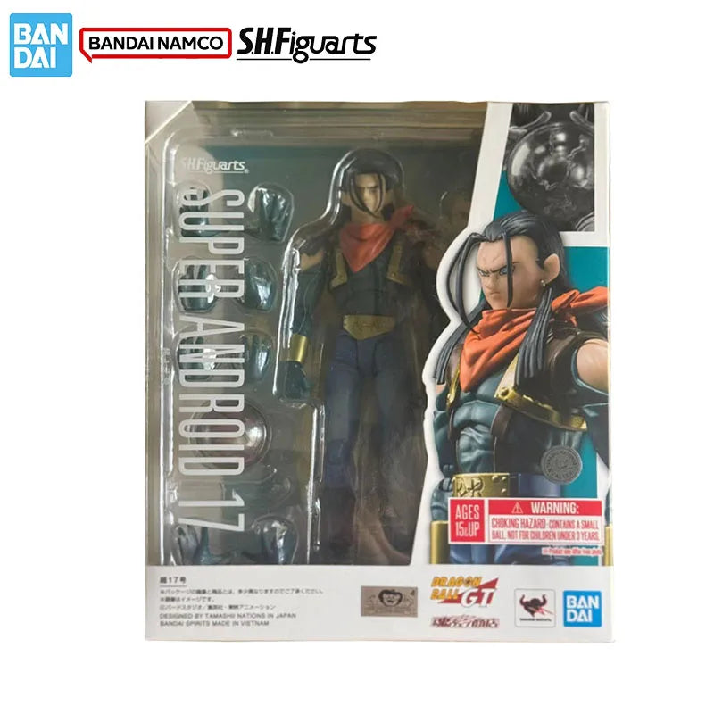 Bandai Genuine Dragon Ball GT Model Kit Anime Figures SHF Super Android 17 Action Figure Collection Model for Kids Toys Gifts