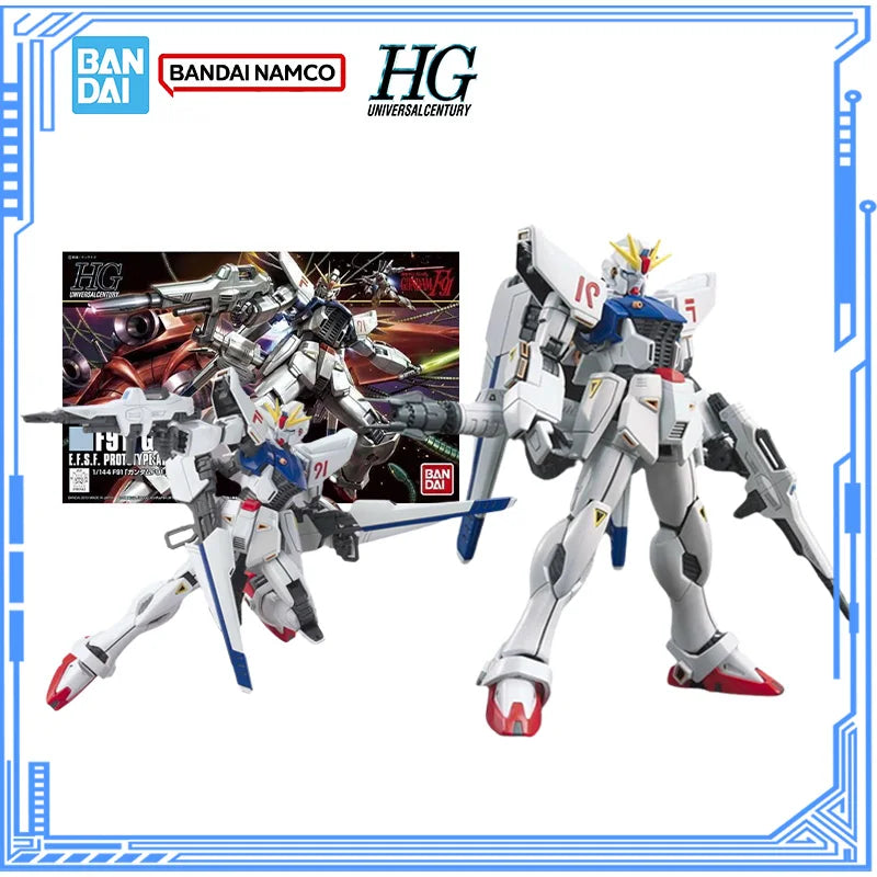 Bandai Genuine Gundam Model Kit HGUC 1/144 F91 Gundam F91 Action Figures Collection Assembly Model for Boys Toys Christmas Gifts