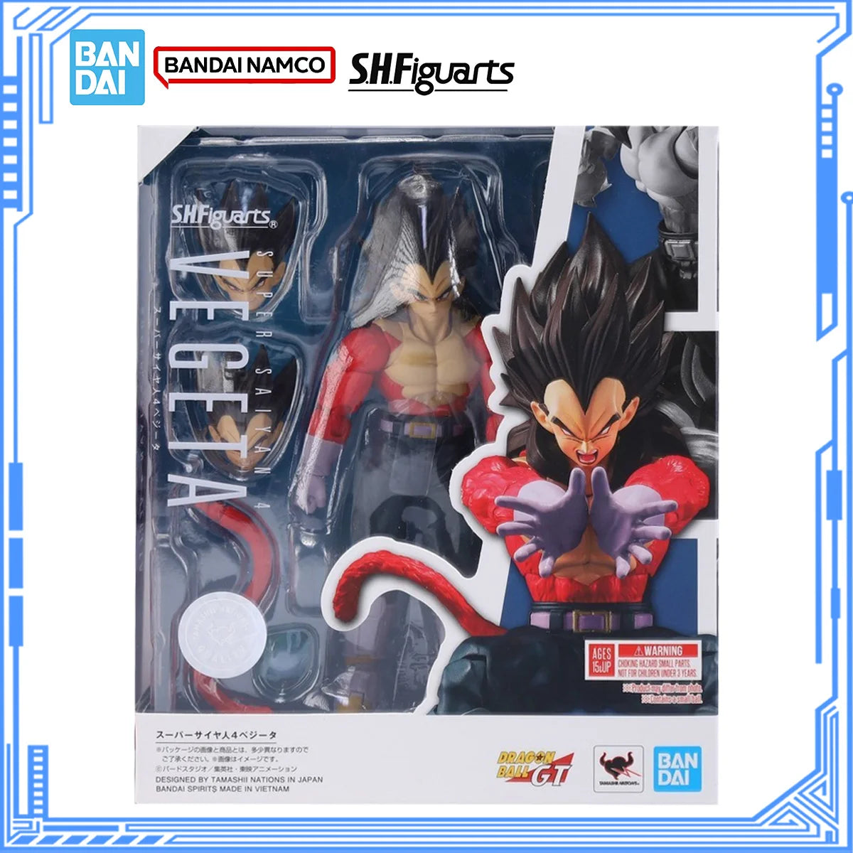Bandai Genuine Dragon Ball GT Model Kit S.H.Figuarts Super Saiyan 4 Vegeta Action Figure Joints Movable Collection Model Toys