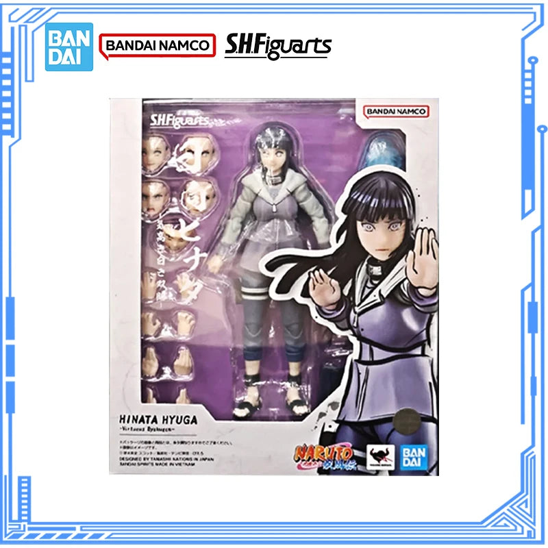 Bandai Genuine Naruto Model Kit Anime Figures SHF Hinata Hyuga Virtuous Byakugan Action Figure Collection Model for Toys Gifts