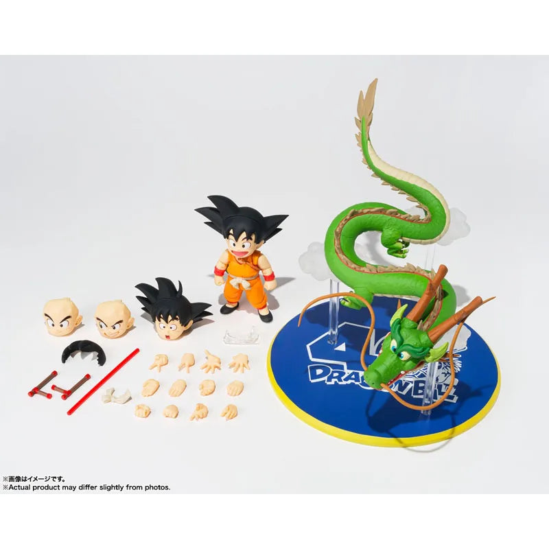 Bandai Genuine Dragon Ball Model Kit SHF Son Goku & Dragon 40th Anniversary Edition Anime Action Figure for Toys Christmas Gifts