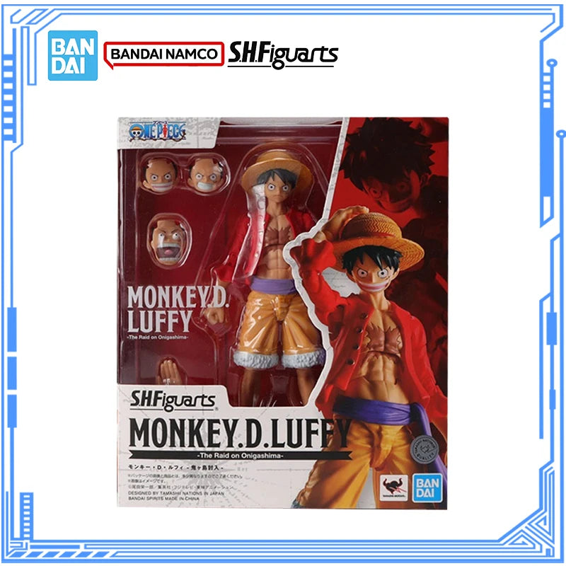 Bandai Genuine One Piece Model Kit Anime Figures SHF Monkey D Luffy The Raid on Onigashima Action Figure Collection Model Toys