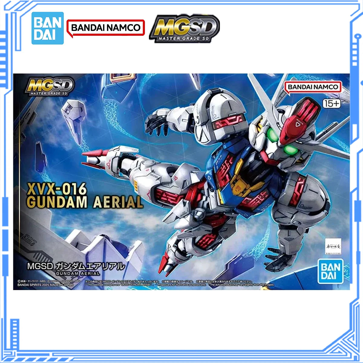 Bandai Genuine Gundam Model Kit Anime Figure MGSD XVX-016 Gundam Aerial Action Figure Gunpla Joints Movable Model for Toys Gifts