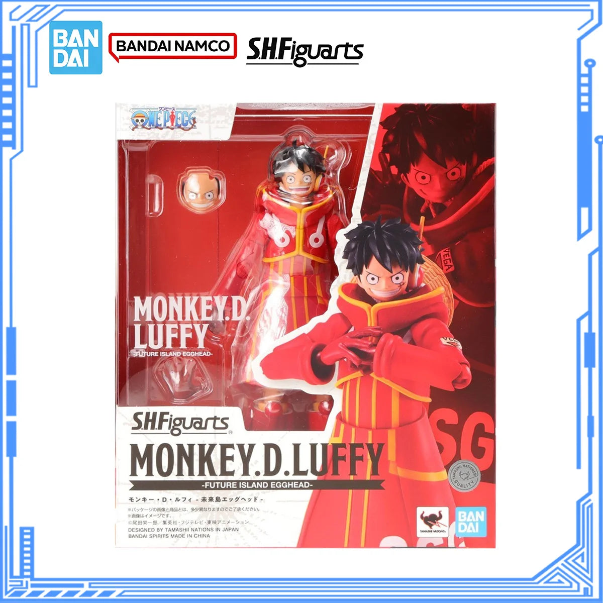 Bandai Genuine One Piece Model Kit SHF Luffy Future Island Egghead Joints Movable Action Figure Collection Model for Toys Gifts