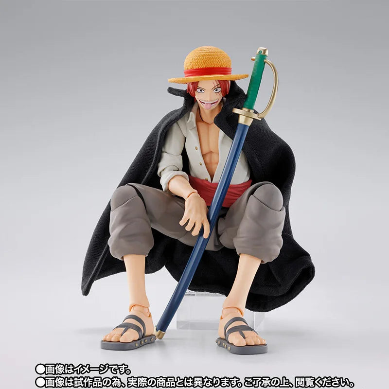 Bandai Genuine One Piece Model Kit Anime Figures SHF Shanks & Monkey D Luffy Childhood Action Figure Collection Model Kids Toys