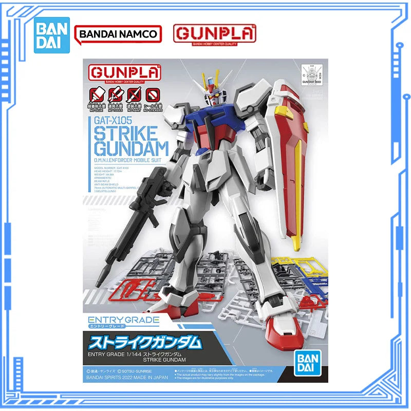 Bandai Genuine Gundam Model Kit EG 1/144 Lah Gundam Strike Rouge Strike Gundam Gunpla Action Figures Assembly Model Toys Gifts