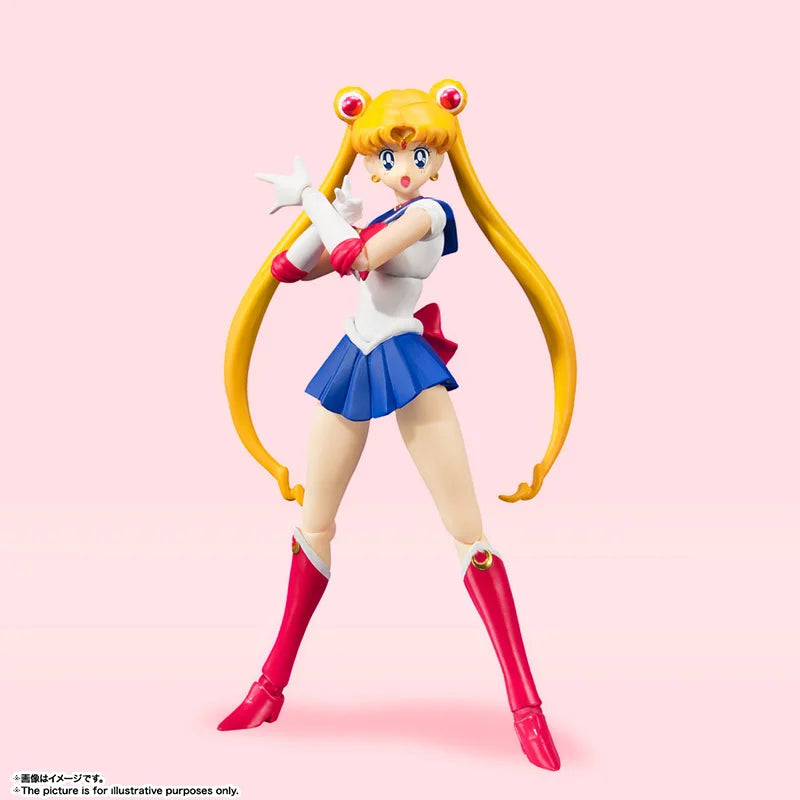 Bandai Genuine Sailor Moon Model Kit Anime Figures SHF Sailor Moon Animation Color Action Figure Collection Model for Toys Gifts