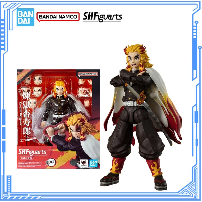 Bandai Genuine Demon Slayer Model Kit Anime Figures SHF Rengoku Kyoujurou Action Figure Collection Model Toys Christmas Gifts