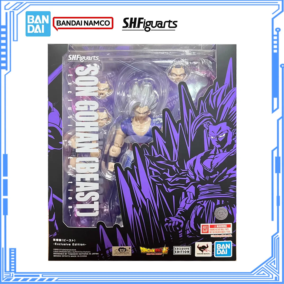 Bandai Genuine Dragon Ball Model Kit Anime Figures SHF Son Gohan Beast SDCC Action Figure Joints Movable Model Boys Toys Gifts