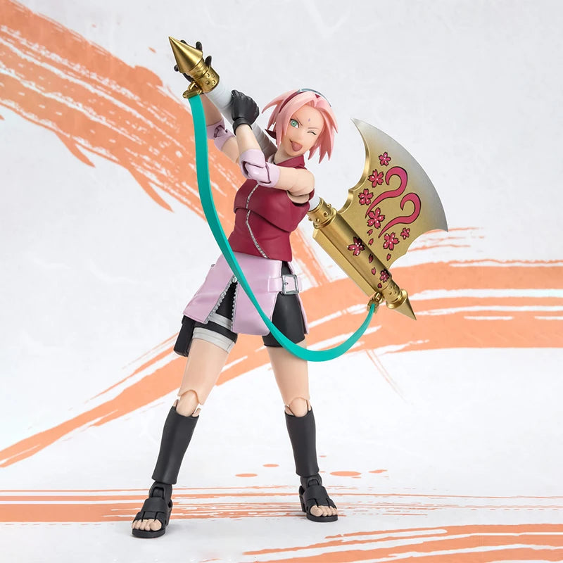 Bandai Genuine Naruto Model Kit Anime Figures SHF Sakura Haruno NarutoP99 Action Figure Collection Model for Kids Toys Gifts