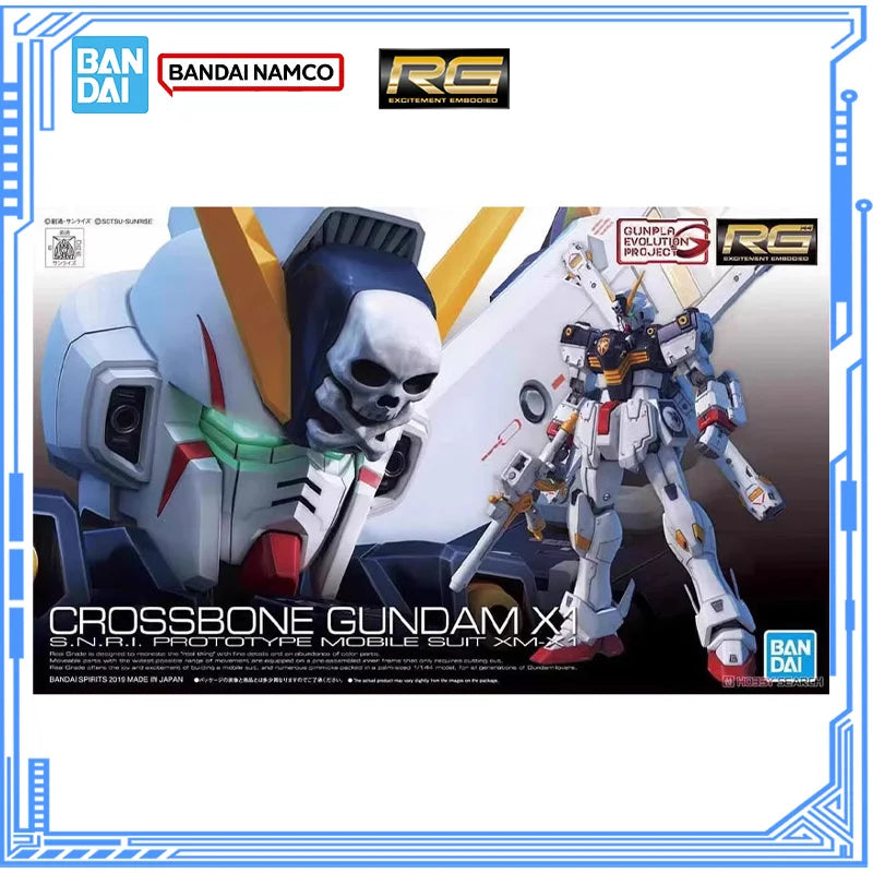 Bandai Genuine Gundam Model Kit RG 1/144 XM-X1 Crossbone Gundam X1 Action Figures Assembly Model for Boys Toys Christmas Gifts