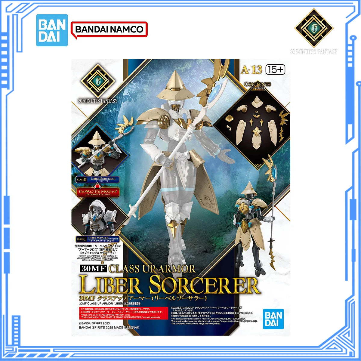 Bandai Genuine 30Minutes Fantasy Model Kit 30MF Class Up Armor Liber Sorcerer Action Figure Collection Model for Boys Toys Gifts