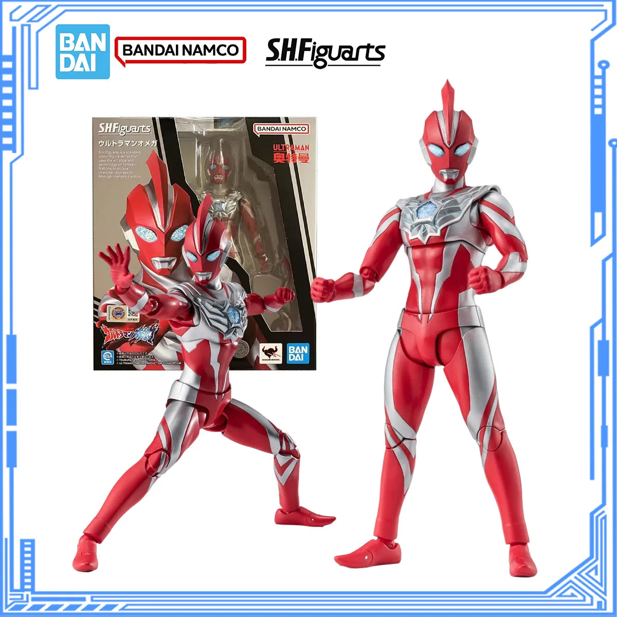 Bandai Genuine Ultraman Omega Model Kit Anime Figures SHF Ultraman Omega Action Figure Joints Movable Model for Boys Toys Gifts