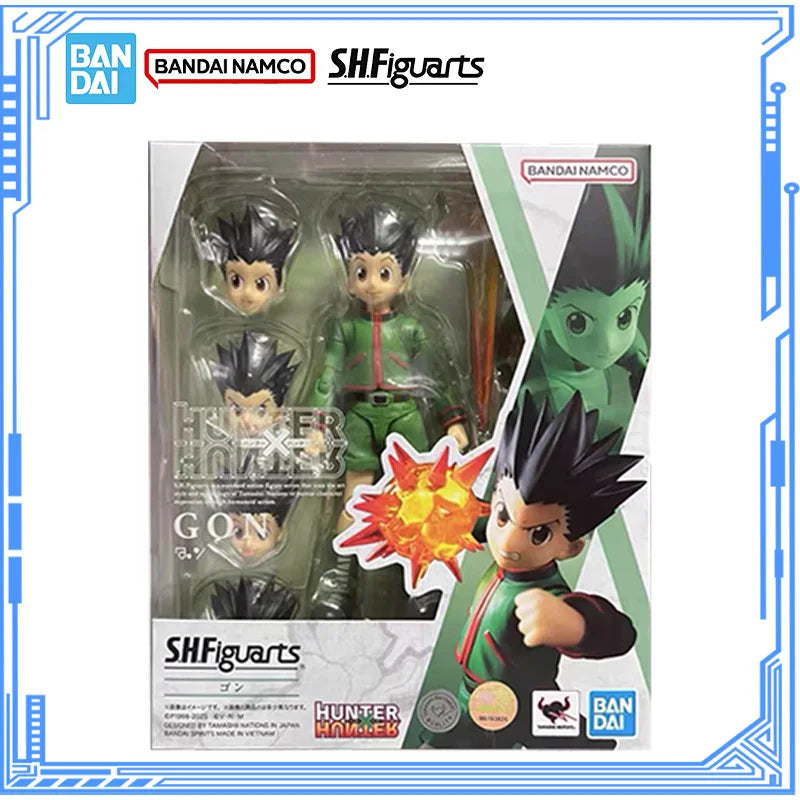 Bandai Genuine Hunter Hunter Model Kit Anime Figures SHF Gon·Freecss Action Figure Collection Model for Children's Toys Gifts
