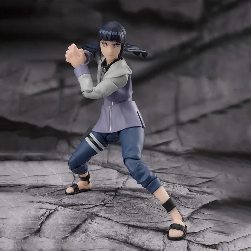 Bandai Genuine Naruto Model Kit Anime Figures SHF Hinata Hyuga Virtuous Byakugan Action Figure Collection Model for Toys Gifts
