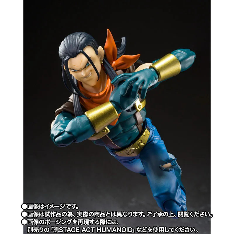 Bandai Genuine Dragon Ball GT Model Kit Anime Figures SHF Super Android 17 Action Figure Collection Model for Kids Toys Gifts