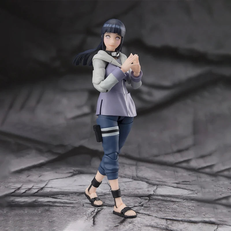 Bandai Genuine Naruto Model Kit Anime Figures SHF Hinata Hyuga Virtuous Byakugan Action Figure Collection Model for Toys Gifts
