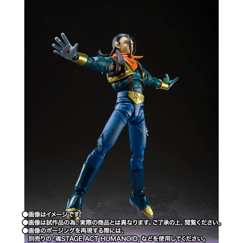 Bandai Genuine Dragon Ball GT Model Kit Anime Figures SHF Super Android 17 Action Figure Collection Model for Kids Toys Gifts