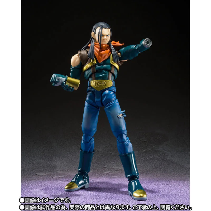 Bandai Genuine Dragon Ball GT Model Kit Anime Figures SHF Super Android 17 Action Figure Collection Model for Kids Toys Gifts