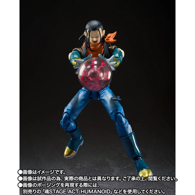 Bandai Genuine Dragon Ball GT Model Kit Anime Figures SHF Super Android 17 Action Figure Collection Model for Kids Toys Gifts