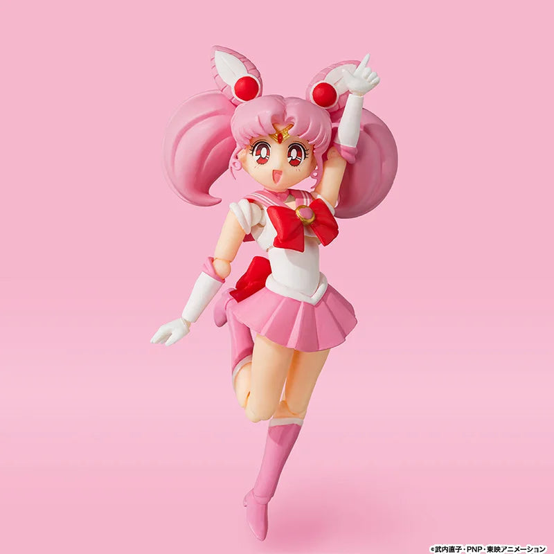 Bandai Genuine Sailor Moon Model Kit Anime Figures SHF Sailor Chibi Moon Animation Color Action Figure Collection Model Toys