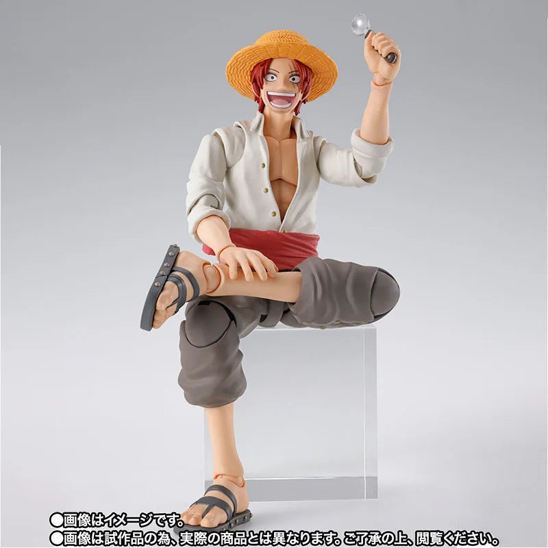 Bandai Genuine One Piece Model Kit Anime Figures SHF Shanks & Monkey D Luffy Childhood Action Figure Collection Model Kids Toys