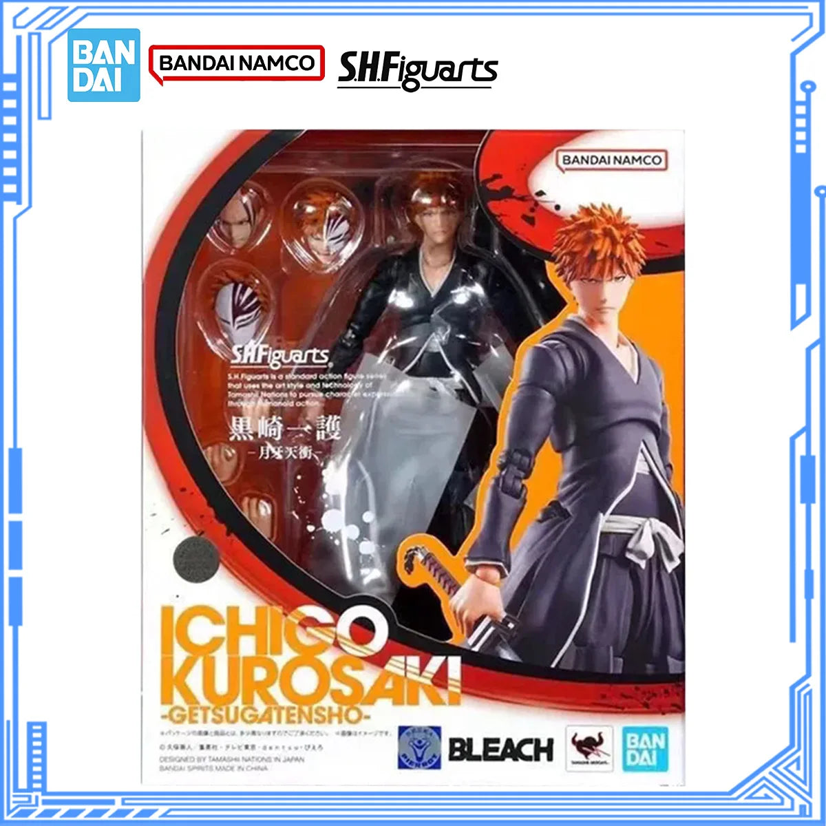 Bandai Genuine Bleach Model Kit SHF Kurosaki Ichigo Getsuga Tensho Joints Movable Action Figures Collection Finished Model Toys