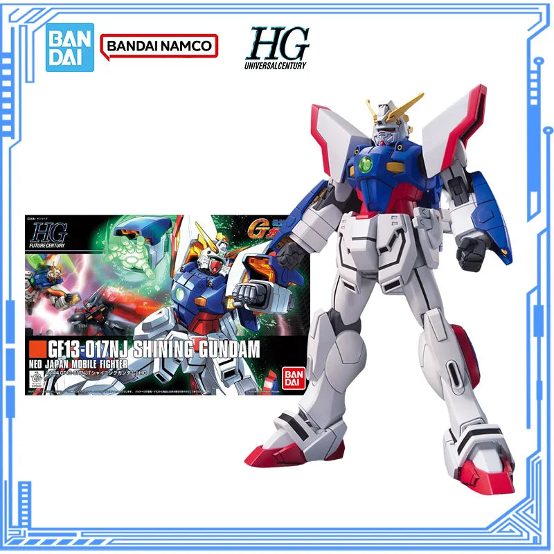 Bandai Genuine Gundam Model Kit Anime Figures HGUC GF13-017NJ Shining Gundam Action Figure Collection Model for Boys Toys Gifts