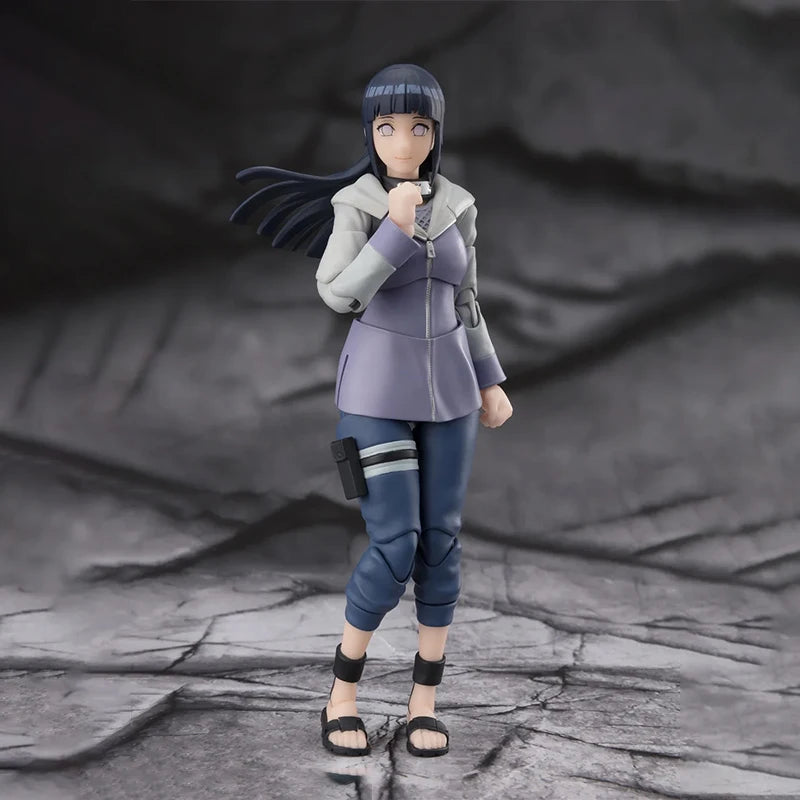 Bandai Genuine Naruto Model Kit Anime Figures SHF Hinata Hyuga Virtuous Byakugan Action Figure Collection Model for Toys Gifts