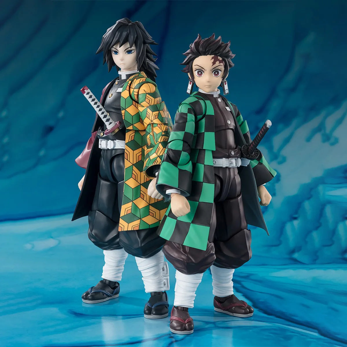 Bandai Genuine Demon Slayer Model Kit SHF Tomioka Giyuu Joints Movable Action Figures Collection Finished Model Boys Toys Gifts