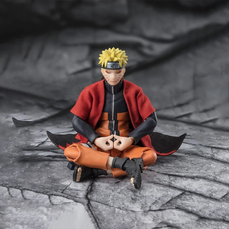 Bandai Genuine Naruto Model Kit SHF Naruto Uzumaki Sage Mode Savior Of Konoha Action Figure Collection Model Kids Toys Gifts