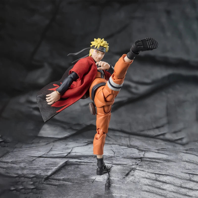 Bandai Genuine Naruto Model Kit SHF Naruto Uzumaki Sage Mode Savior Of Konoha Action Figure Collection Model Kids Toys Gifts