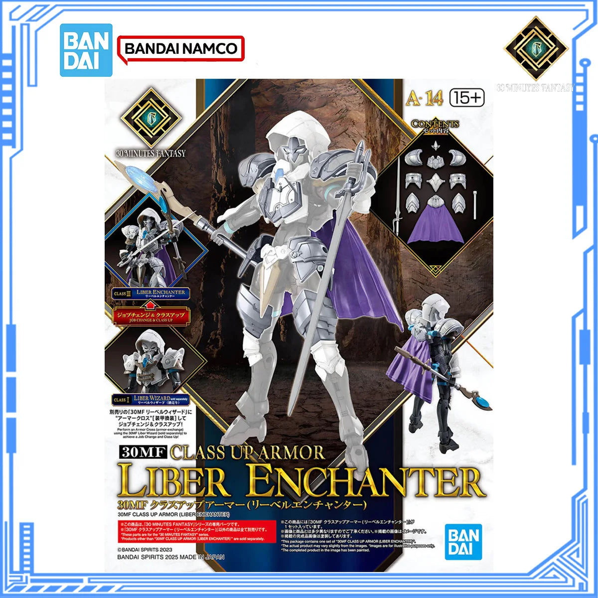 Bandai Genuine 30Minutes Fantasy Model Kit 30MF Class Up Armor Liber Enchanter Action Figure Collection Model Boys Toys Gifts