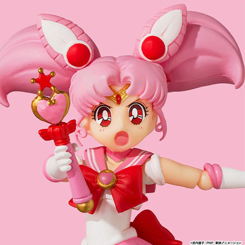 Bandai Genuine Sailor Moon Model Kit Anime Figures SHF Sailor Chibi Moon Animation Color Action Figure Collection Model Toys