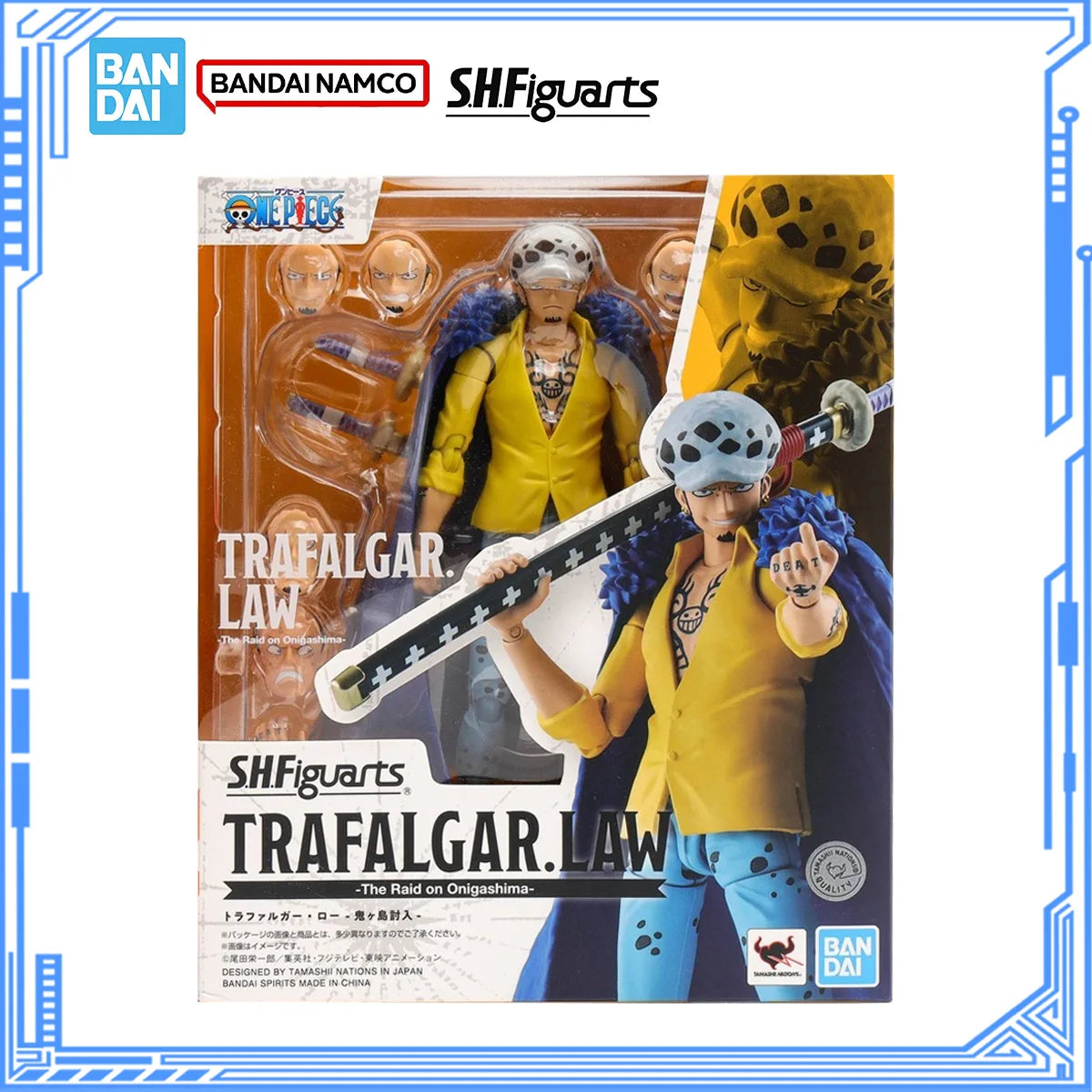 Bandai Genuine One Piece Model Kit SHF Trafalgar D Water Law Joints Movable Action Figure Collection Model Toys Christmas Gifts