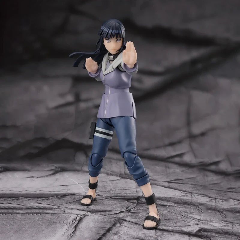 Bandai Genuine Naruto Model Kit Anime Figures SHF Hinata Hyuga Virtuous Byakugan Action Figure Collection Model for Toys Gifts