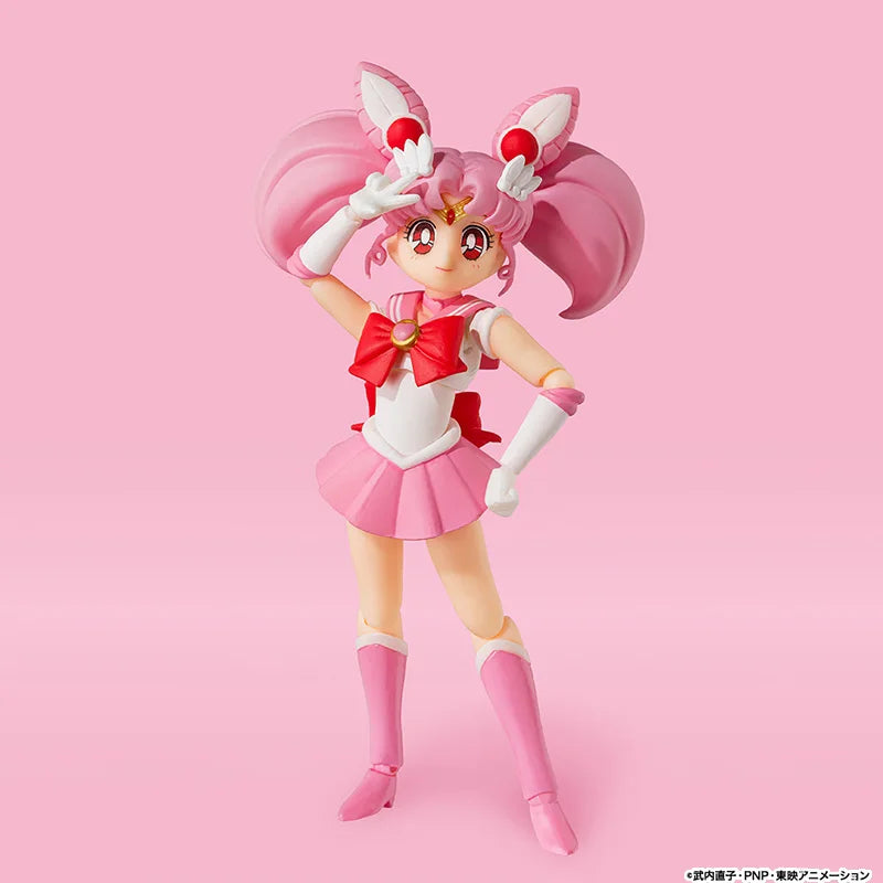 Bandai Genuine Sailor Moon Model Kit Anime Figures SHF Sailor Chibi Moon Animation Color Action Figure Collection Model Toys