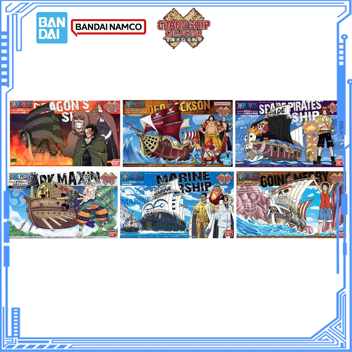 Bandai Genuine One Piece Model Kit Grand Ship Oro Jackson ARK Maxim Going Merry Dragon Ship Marine Warship Action Figure Toys