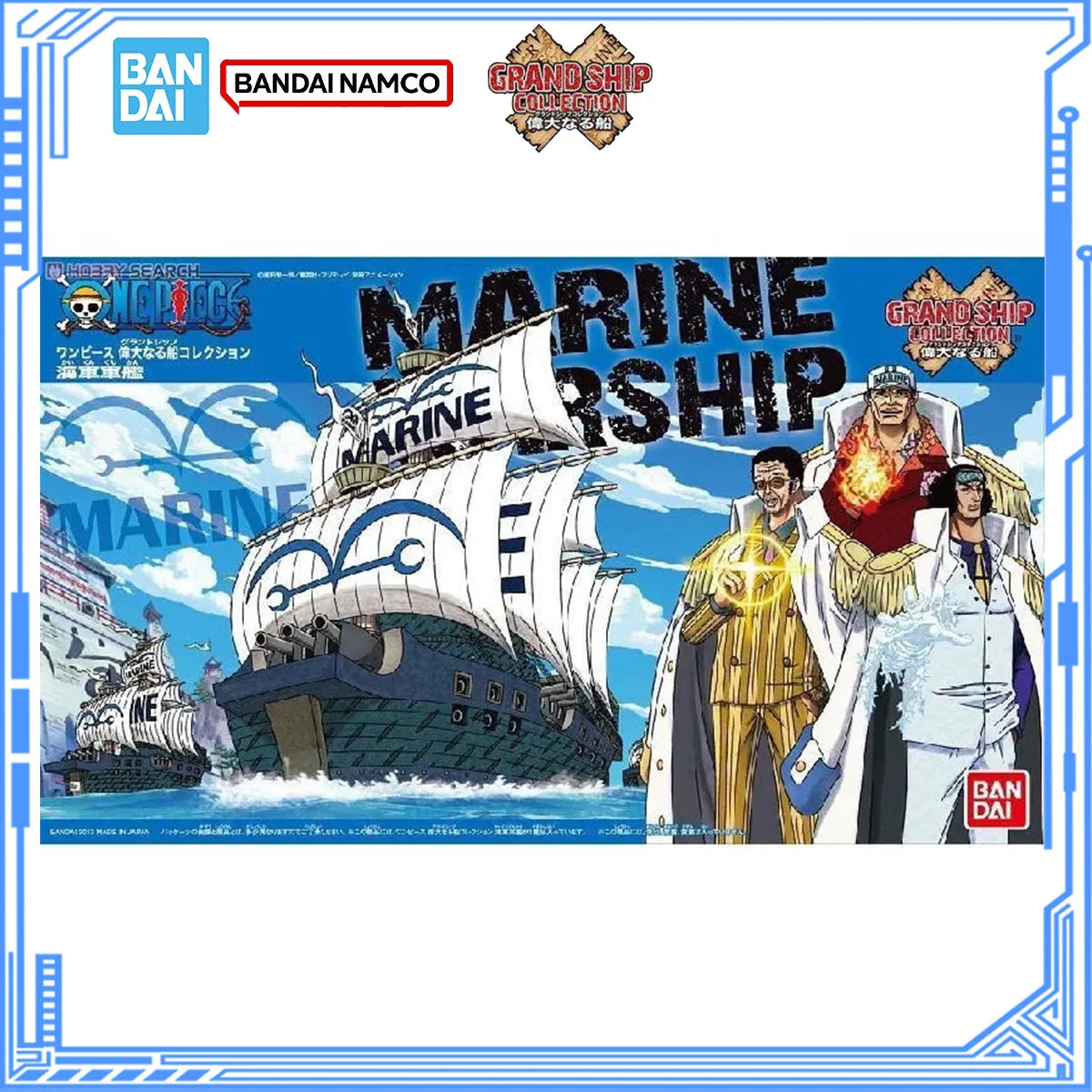 Bandai Genuine One Piece Model Kit Anime Figures Grand Ship Marine Warship Action Figures Collection Assembly Model Toys Gifts