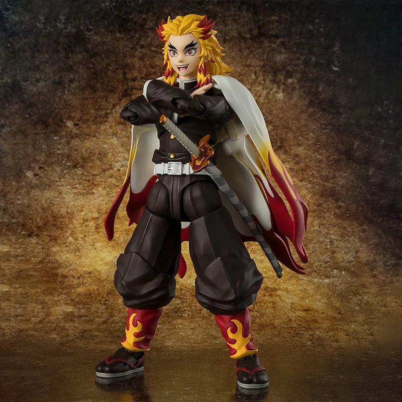 Bandai Genuine Demon Slayer Model Kit Anime Figures SHF Rengoku Kyoujurou Action Figure Collection Model Toys Christmas Gifts