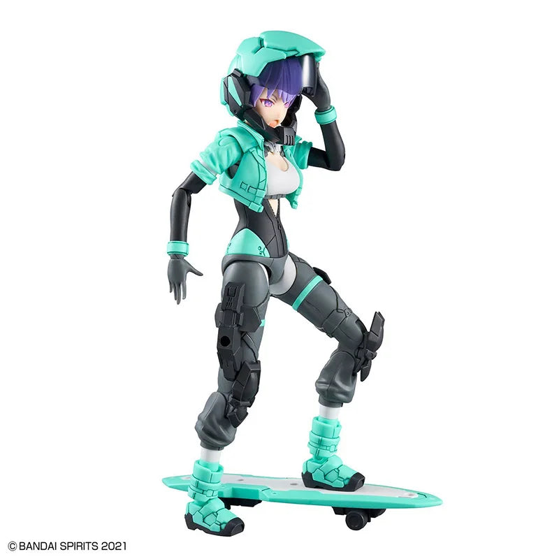 Bandai Genuine 30MS Model Kit 30MS Rydira [Color A] Skateboard Clothing Action Figure Joints Movable Model for Boys Toys Gifts