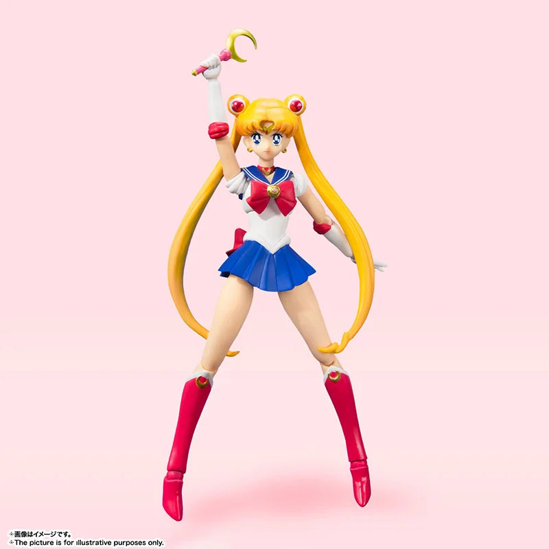 Bandai Genuine Sailor Moon Model Kit Anime Figures SHF Sailor Moon Animation Color Action Figure Collection Model for Toys Gifts