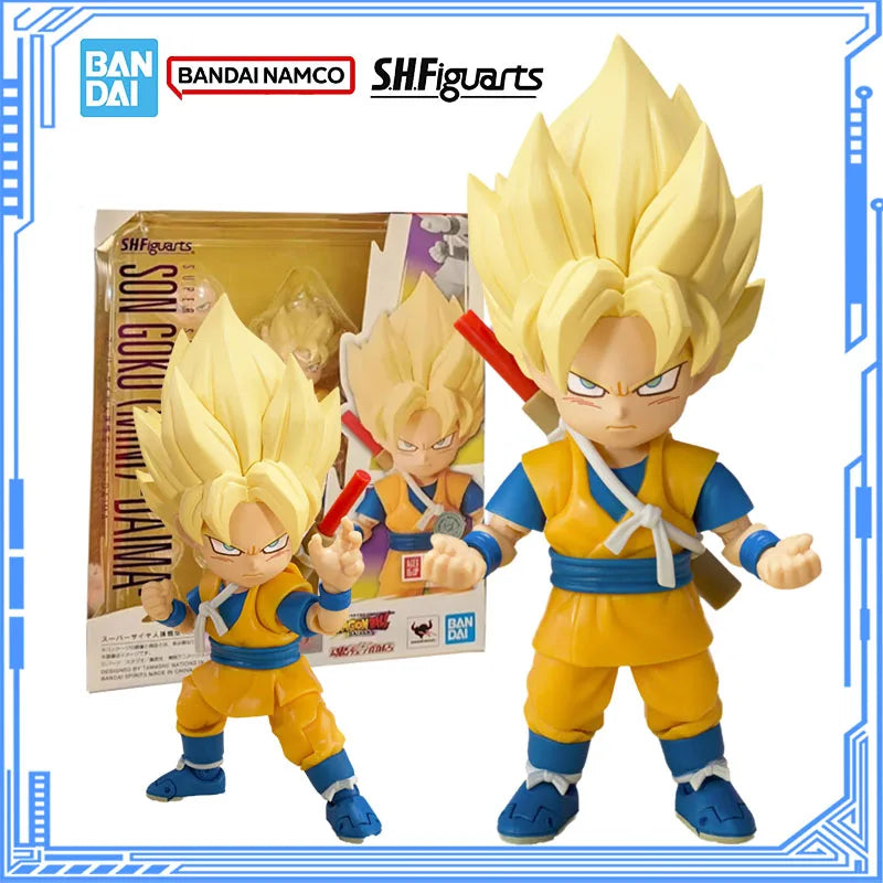 Bandai Genuine Dragon Ball DAIMA Model Kit S.H.Figuarts Super Saiyan Son Goku Mini Daima Action Figure Joints Movable Model Toys