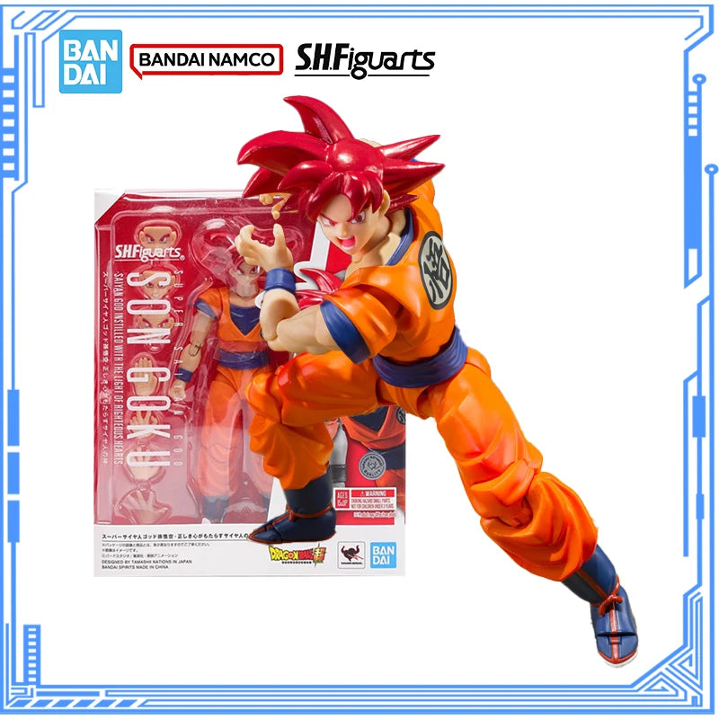 Bandai Genuine Dragon Ball Model Kit Anime Figures SHF Son Goku Righteous Hearts Action Figure Collection Model Boys Toys Gifts