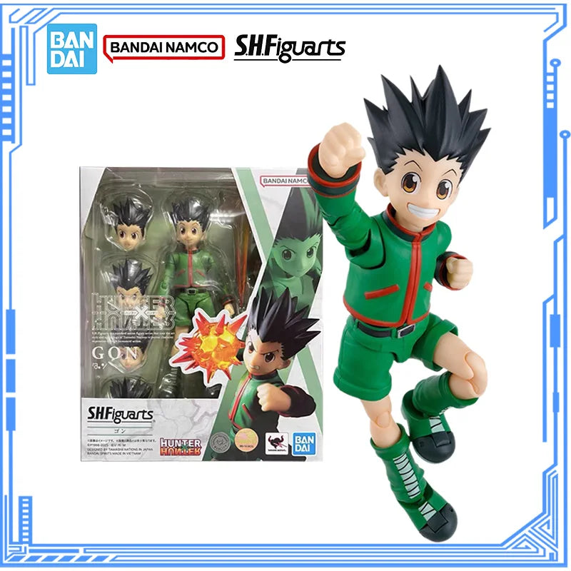 Bandai Genuine Hunter Hunter Model Kit Anime Figures SHF Gon·Freecss Action Figure Collection Model for Children's Toys Gifts