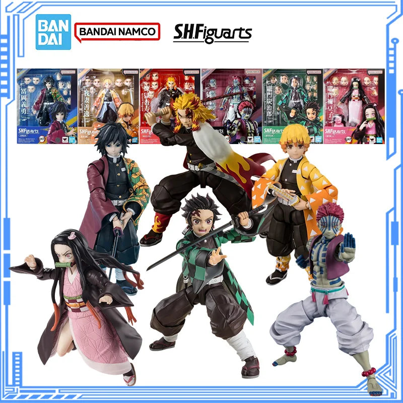 Bandai Demon Slayer Model Kit SHF Zenitsu Agatsuma Nezuko Tanjirou Akaza Kyoujurou Rengoku Giyuu Tomioka Collection Model Toys